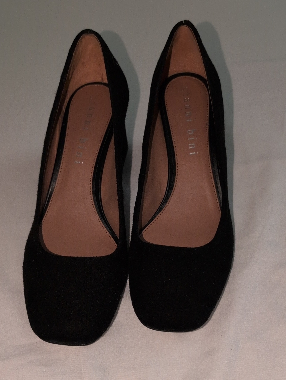 Gianni Bini Black Suede Square Toe Heels. Slightly Used Sz 9.5